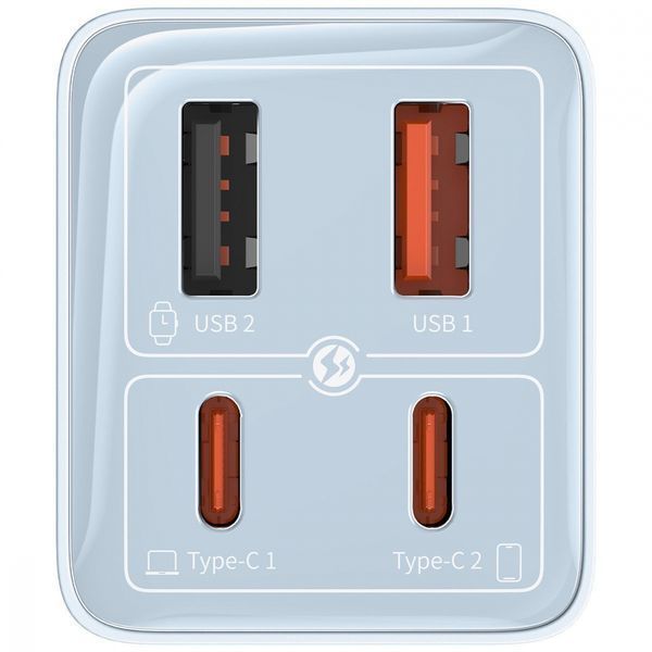 Зарядний Пристрій Baseus GaN6 Pro 65W FC 2xUSB-C | 2xUSB-A (P10162701213-00) White 289551 фото