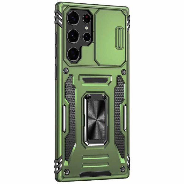 Ударостійкий чохол Camshield Army Ring для Samsung Galaxy S25 Ultra Оливковий / Army Green 345465 фото