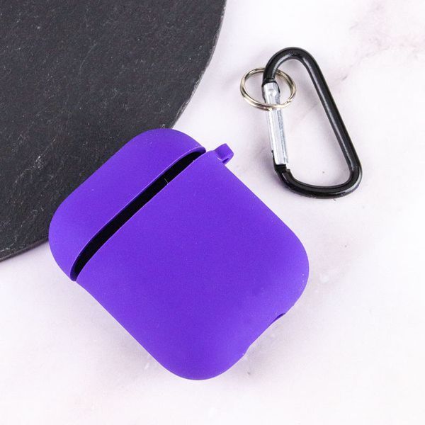 Силіконовий футляр з мікрофіброю для навушників Airpods 1/2 Фіолетовий / Ultra Violet 201989 фото