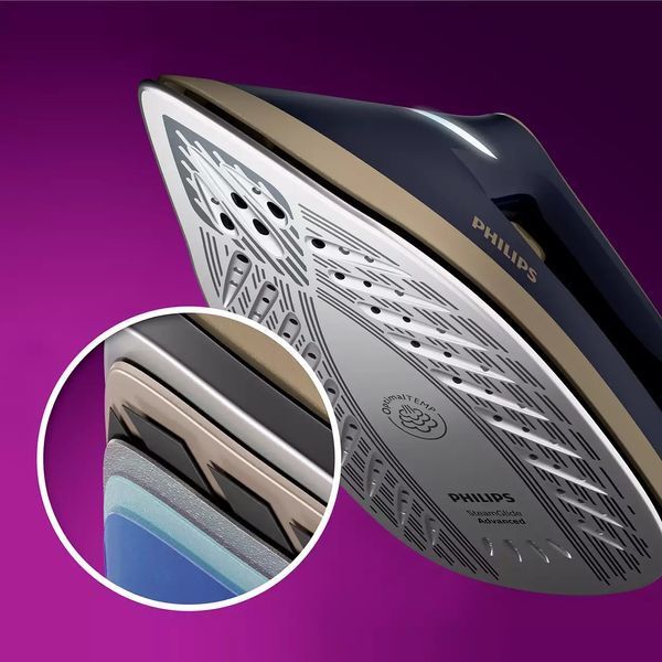 Праска-парогенератор Philips PerfectCare 6000 Series, 2400Вт, 1800мл, паровий удар -600гр, постійна пара - 130гр, нерж. сталь, синьо-золотий (PSG6066/ 373966 фото