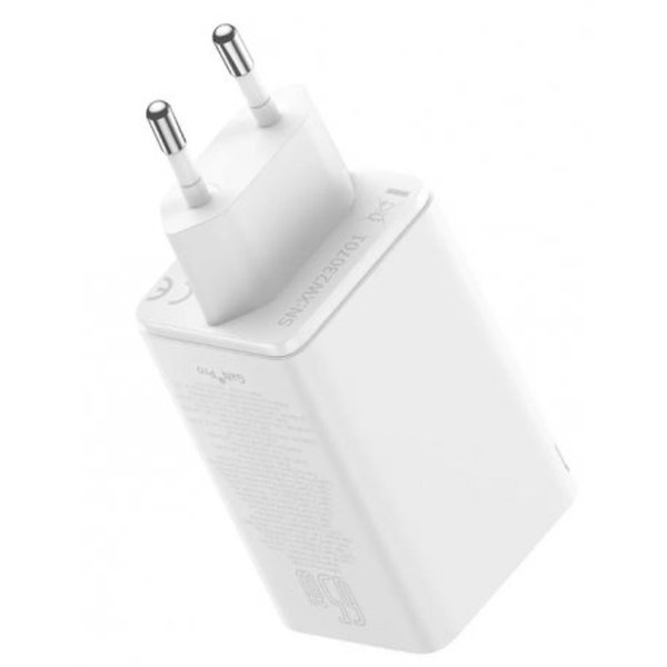 Зарядний Пристрій Baseus GaN6 Pro 65W FC 2xUSB-C | 2xUSB-A (P10162701213-00) White 289551 фото