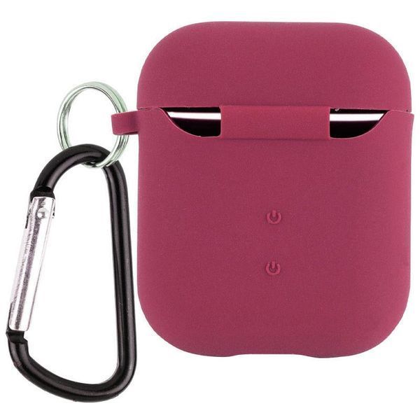 Силіконовий футляр з мікрофіброю для навушників Airpods 1/2 Бордовий / Plum 262088 фото