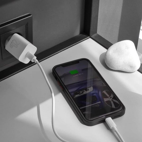 Зарядний Пристрій Baseus 1Type-C Super Si 20W + Cable Type-C to Lightning (TZCCSUP-B02) White 217023 фото