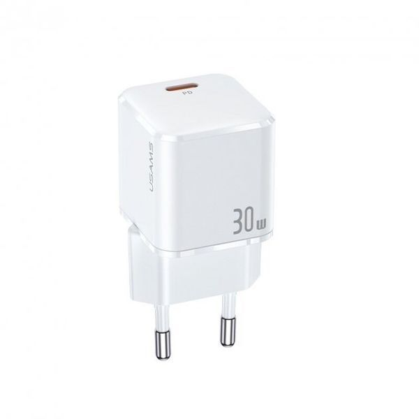 Зарядний Пристрій Usams T45 UX Series USB-C PD&QC3.0 30W 3A with Lightning-Type-C cable White 258879 фото
