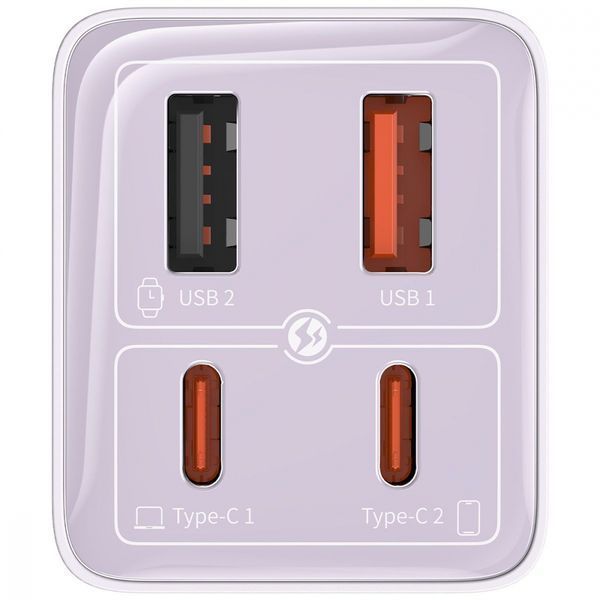Зарядний Пристрій Baseus GaN6 Pro 65W FC 2xUSB-C | 2xUSB-A (P10162701213-00) White 289551 фото