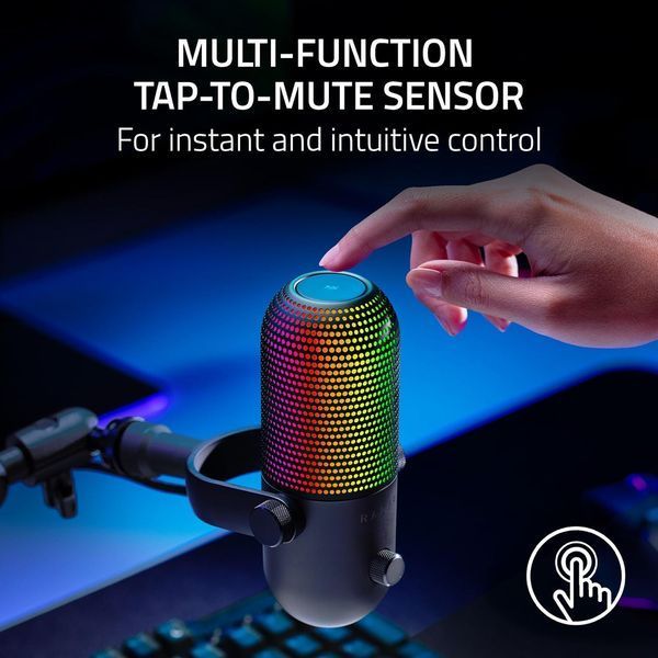 Мікрофон геймінговий Razer Seiren V3 Chroma, Uni, RGB, USB-A, 2м, чорний (RZ19-05060100-R3M1) 376113 фото