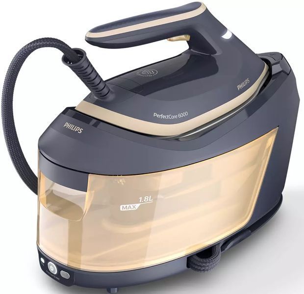 Праска-парогенератор Philips PerfectCare 6000 Series, 2400Вт, 1800мл, паровий удар -600гр, постійна пара - 130гр, нерж. сталь, синьо-золотий (PSG6066/ 373966 фото