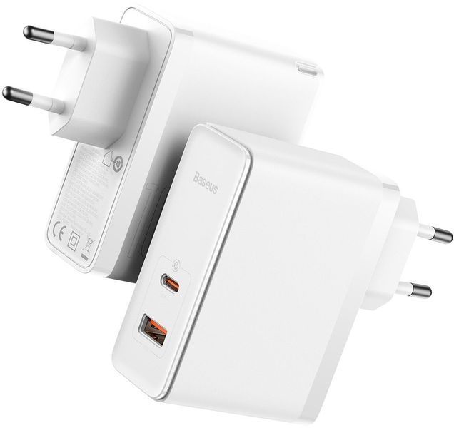 Зарядний Пристрій Baseus GaN5 Pro 100W Type-C + USB + Кабель Type-C - Type-C (CCGP090202) white 268697 фото