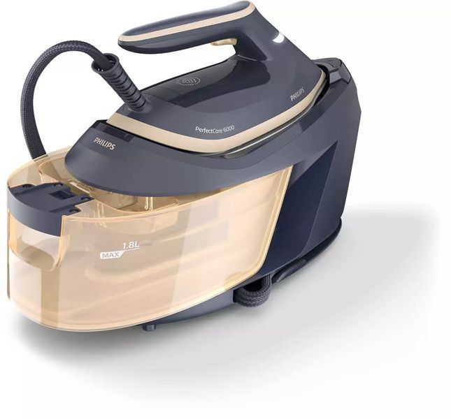 Праска-парогенератор Philips PerfectCare 6000 Series, 2400Вт, 1800мл, паровий удар -600гр, постійна пара - 130гр, нерж. сталь, синьо-золотий (PSG6066/ 373966 фото