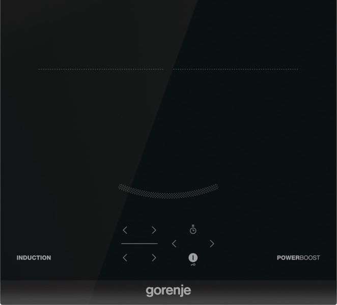Варильна поверхня Gorenje індукційна, 30см, Доміно, PowerBoost, TouchControl, поєднання конфорок, чорний (GI3201BC) 367309 фото