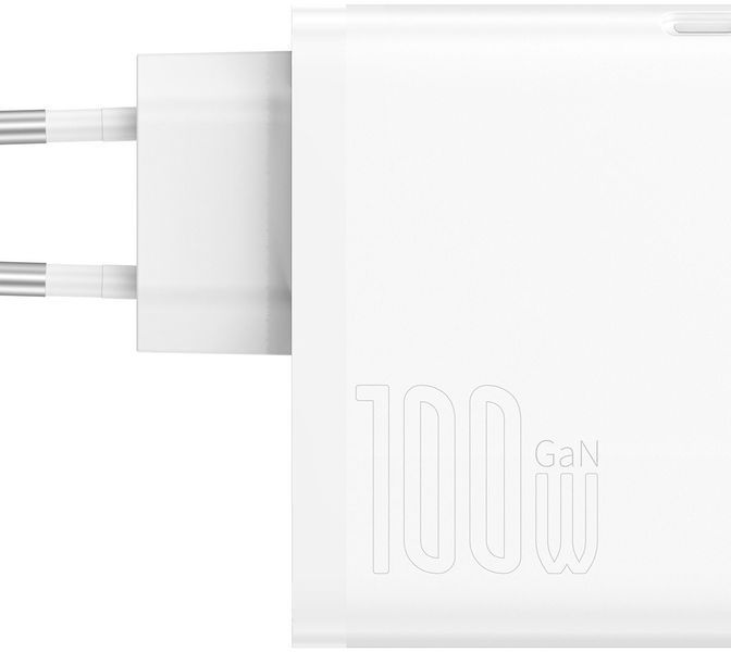 Зарядний Пристрій Baseus GaN5 Pro 100W Type-C + USB + Кабель Type-C - Type-C (CCGP090202) white 268697 фото