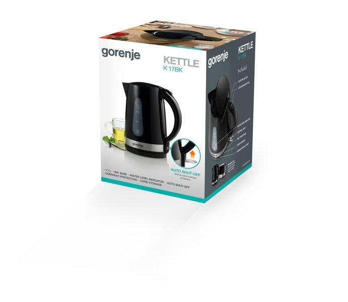 Електрочайник Gorenje, 1,7л, пластик, чорний (K17BK) 371245 фото