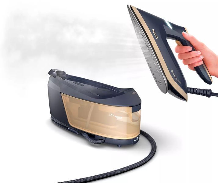 Праска-парогенератор Philips PerfectCare 6000 Series, 2400Вт, 1800мл, паровий удар -600гр, постійна пара - 130гр, нерж. сталь, синьо-золотий (PSG6066/ 373966 фото