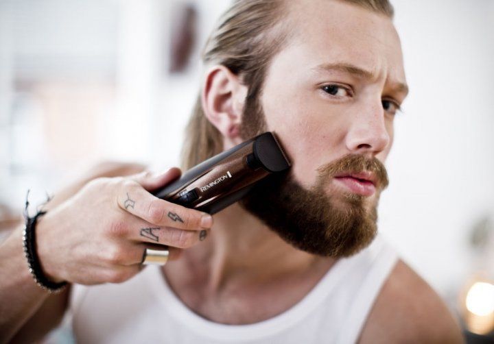 Тример Remington Beard Kit, для бороди і вусів, акум., насадок-2, ножиці, щітка у компл., титан.напил., коричневий (MB4046) 363387 фото