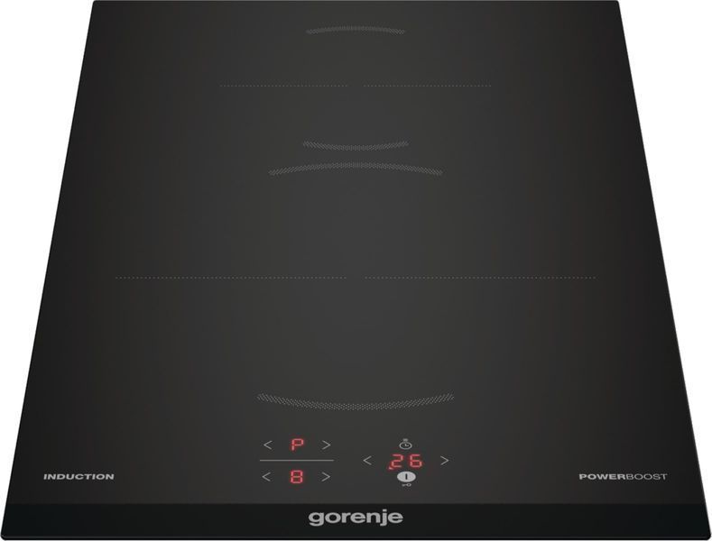 Варильна поверхня Gorenje індукційна, 30см, Доміно, PowerBoost, TouchControl, поєднання конфорок, чорний (GI3201BC) 367309 фото