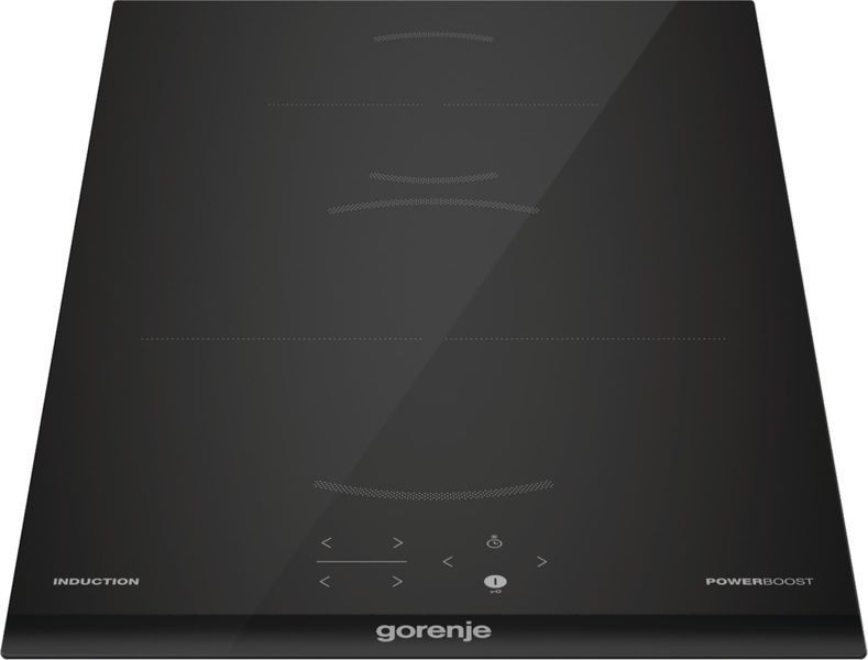 Варильна поверхня Gorenje індукційна, 30см, Доміно, PowerBoost, TouchControl, поєднання конфорок, чорний (GI3201BC) 367309 фото
