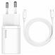 Зарядний Пристрій Baseus 1Type-C Super Si 20W + Cable Type-C to Lightning (TZCCSUP-B02) White 217023 фото 1