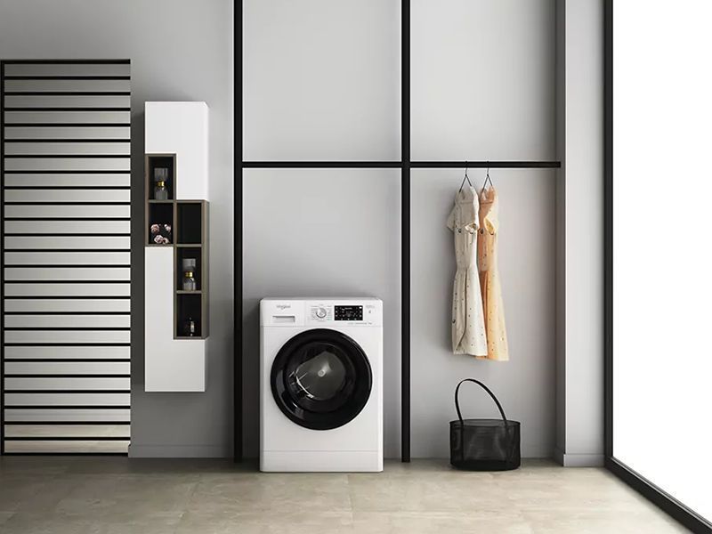 Пральна машина Whirlpool фронтальна, 9кг, 1400, A+++, 60см, дисплей, пара, інвертор, люк чорний, білий (FFB9448BVUA) 375196 фото