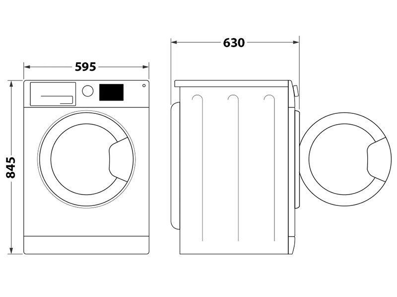 Пральна машина Whirlpool фронтальна, 9кг, 1400, A+++, 60см, дисплей, пара, інвертор, люк чорний, білий (FFB9448BVUA) 375196 фото
