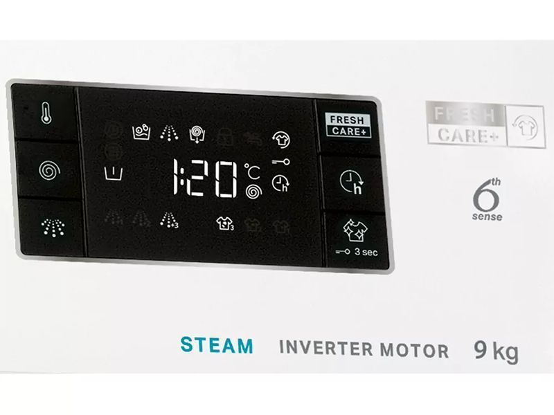 Пральна машина Whirlpool фронтальна, 9кг, 1400, A+++, 60см, дисплей, пара, інвертор, люк чорний, білий (FFB9448BVUA) 375196 фото