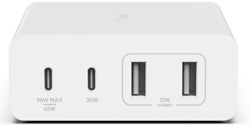 Зарядний пристрій мережевий Belkin 108Вт 2хUSB-С GAN PD PPS/2хUSB-A, білий (WCH010VFWH) 371556 фото