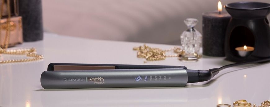 Випрямляч Remington Keratin Protect, 55Вт, темп.режимів-5, 160-230С, кераміка, сріблястий (S8598) 368808 фото