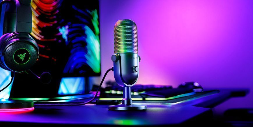 Мікрофон геймінговий Razer Seiren V3 Chroma, Uni, RGB, USB-A, 2м, чорний (RZ19-05060100-R3M1) 376113 фото