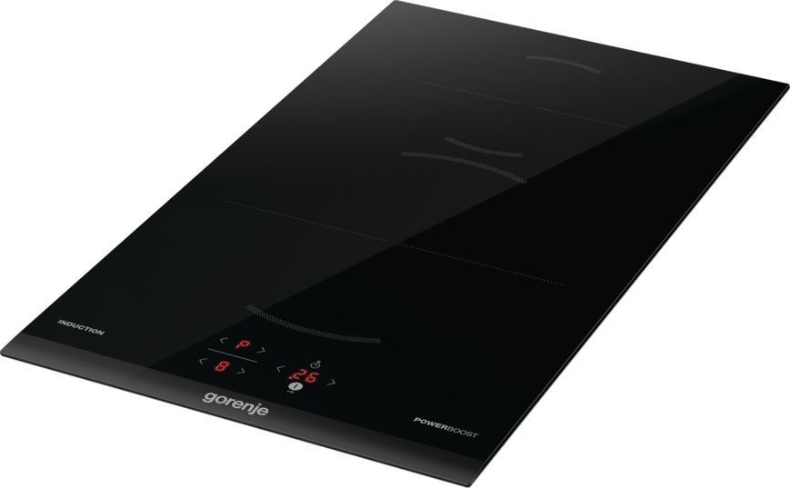 Варильна поверхня Gorenje індукційна, 30см, Доміно, PowerBoost, TouchControl, поєднання конфорок, чорний (GI3201BC) 367309 фото
