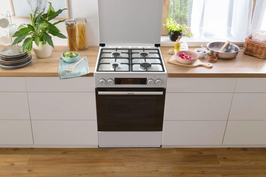 Плита Gorenje комбінована, 71л, 60x60см, дисплей, IconLed, чавун, білий (GK6C5WF) 374406 фото