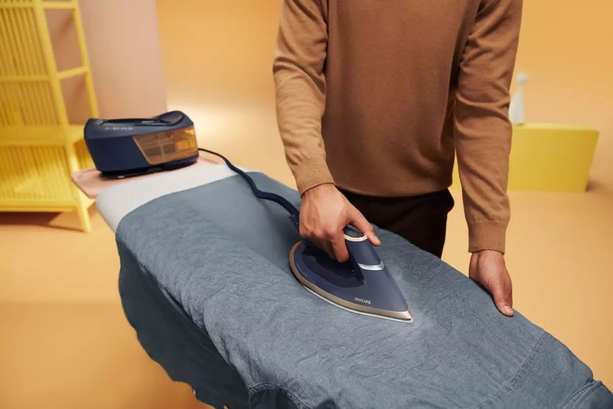 Праска-парогенератор Philips PerfectCare 6000 Series, 2400Вт, 1800мл, паровий удар -600гр, постійна пара - 130гр, нерж. сталь, синьо-золотий (PSG6066/ 373966 фото