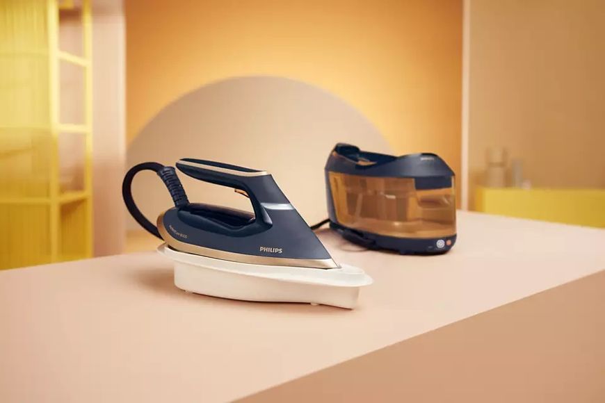 Праска-парогенератор Philips PerfectCare 6000 Series, 2400Вт, 1800мл, паровий удар -600гр, постійна пара - 130гр, нерж. сталь, синьо-золотий (PSG6066/ 373966 фото